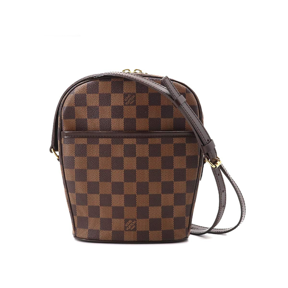 Louis Vuitton Damier Ipanema PM Shoulder Bag Ebene Brown Gold Hardware